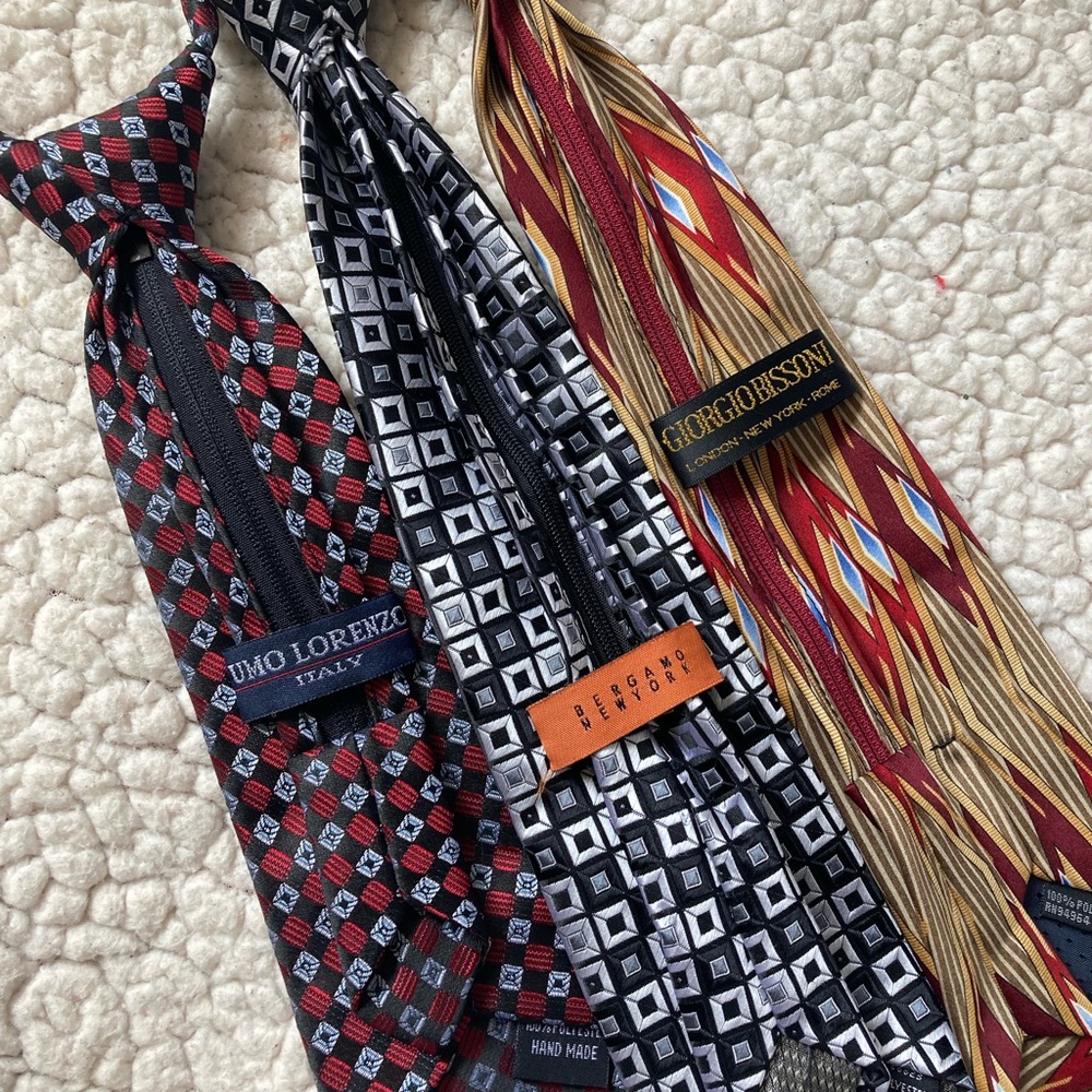 Kids Zipper Tie Lot (Set of 3) Pre Tied Ties Giorgio Bissoni Bergamo Umo Lorenzo